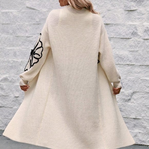 Boho Floral Pattern Drop Shoulder Duster Cardigan - Picture 4 of 8